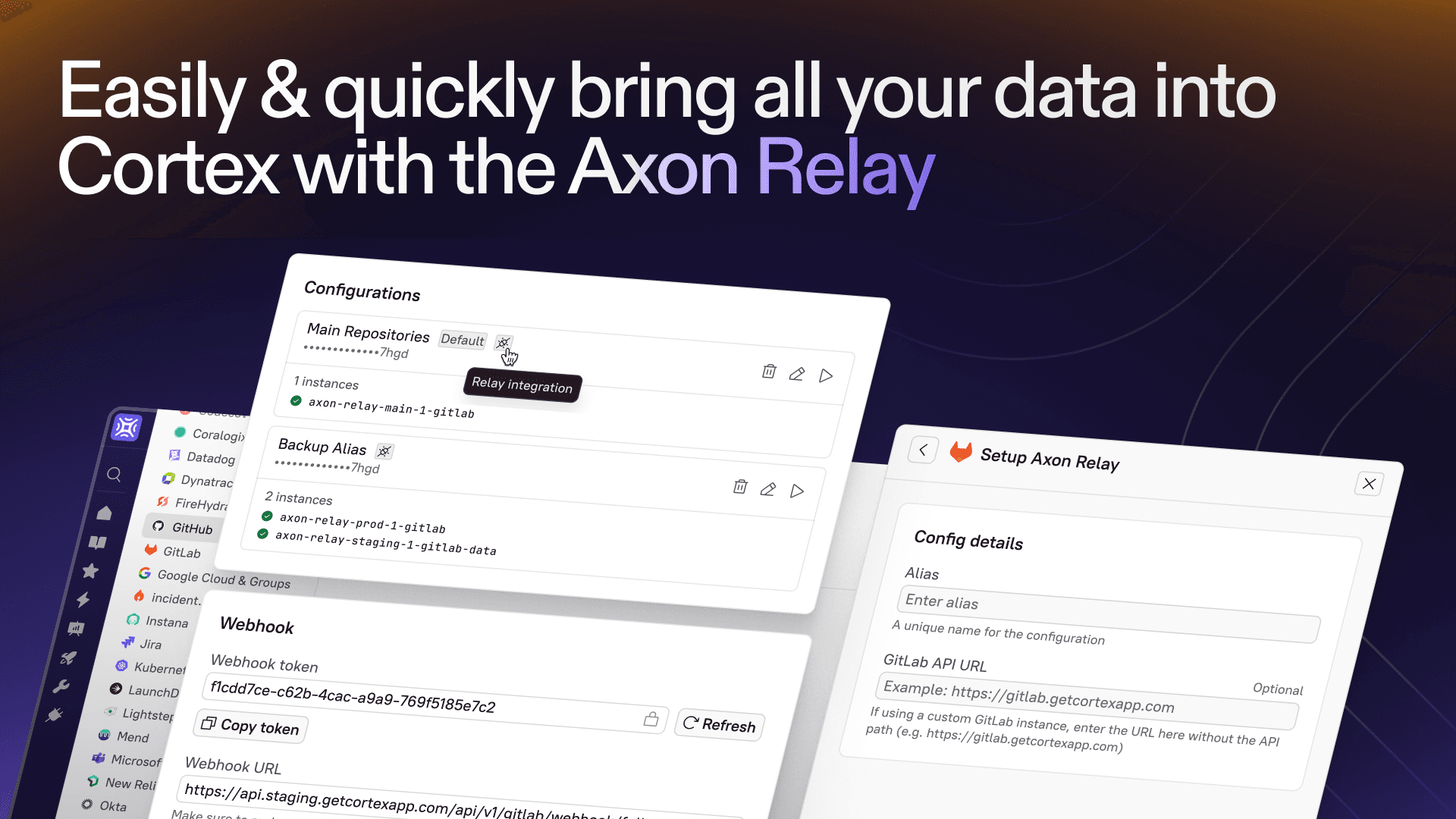 Easily & quickly bring all your data into Cortex with the Axon Relay